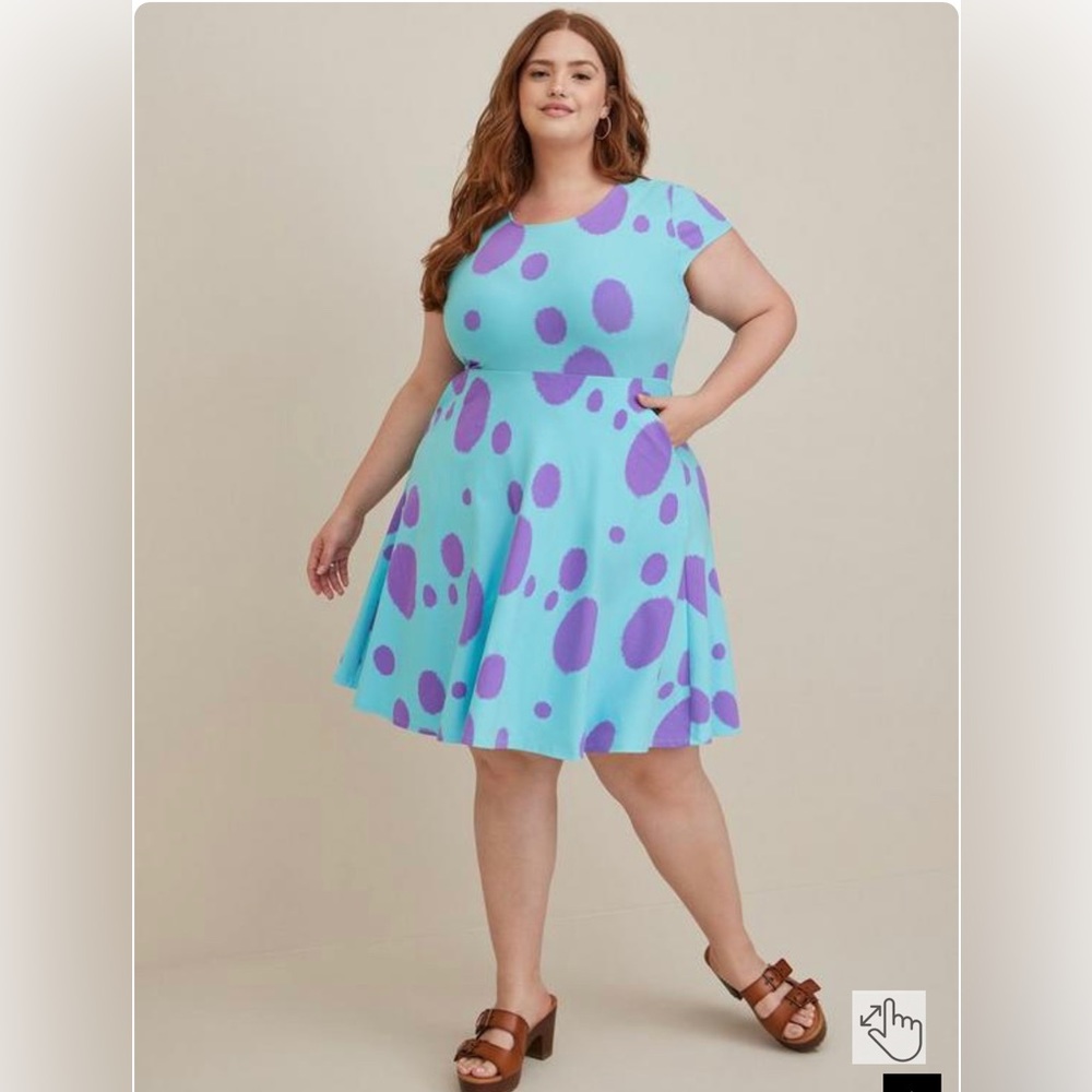 Disney Pixar Monster's Inc. Lattice Back Dress - Foxy Sully Light Blue- torrid 2